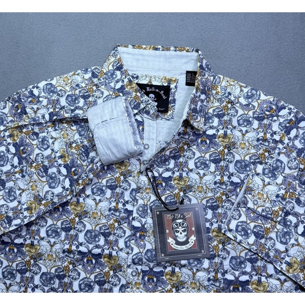 Rock Roll N Soul Shirt Mens L Abstract Geometric Loud Western Rodeo NEW